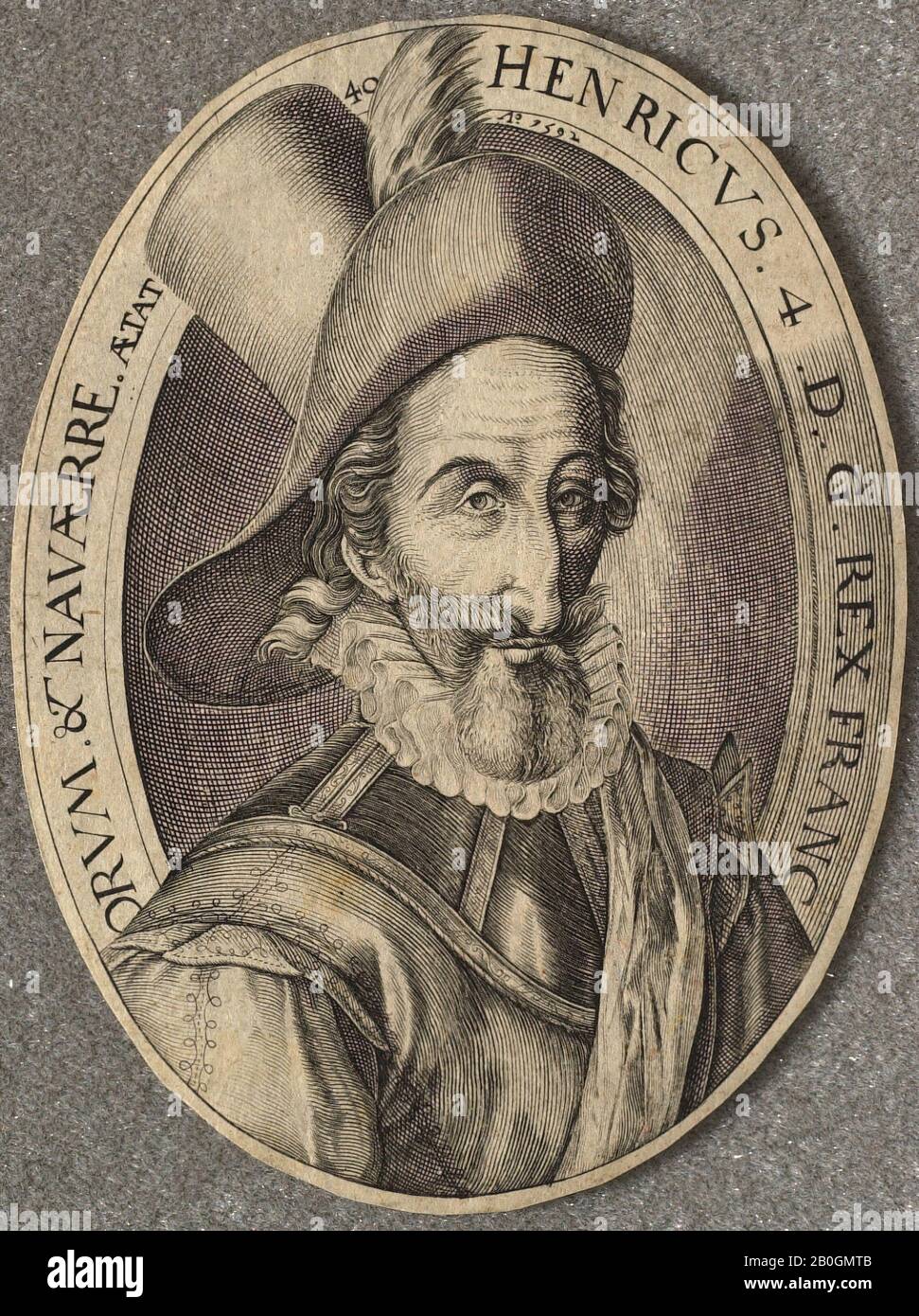 Nach Hendrick Goltzius, niederländisch, 1558-1617, Heinrich IV., Radierung, Bild: 4 5/8 x 3 7/16 Zoll (11,8 x 8,8 cm Stockfoto