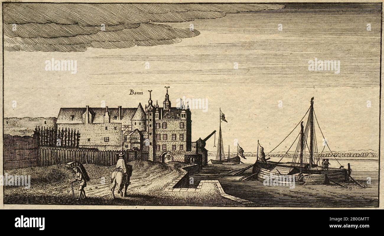 Abraham Aubri, französisch, 16650-1682, Nach Wenceslaus Hollar, (böhmisch, 1607-1677, aktiv in Deutschland, Flanders und England), Bonn, Gravur, Bild: 3 9/16 x 6 9/16 Zoll. (9 x 16,7 cm Stockfoto