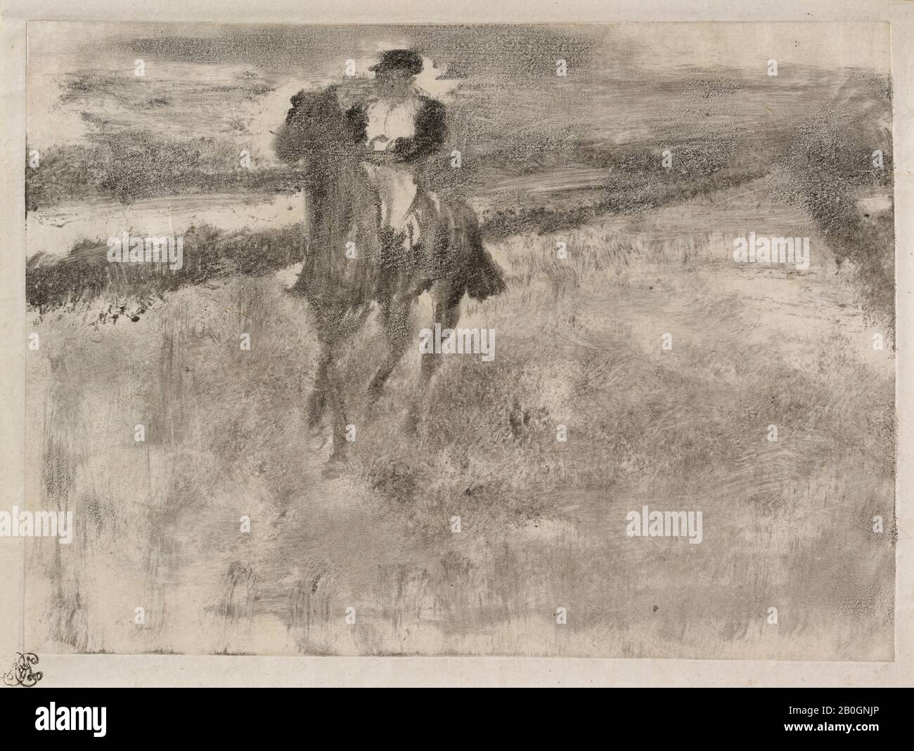 Hilaire-Germain-Edgar Degas, französisch, 1834-1917, Der Jockey, c 85-85, Monotyp auf china-papier, Bild: 4 3/4 x 6 5/16 Zoll (12 x 16,1 cm Stockfoto