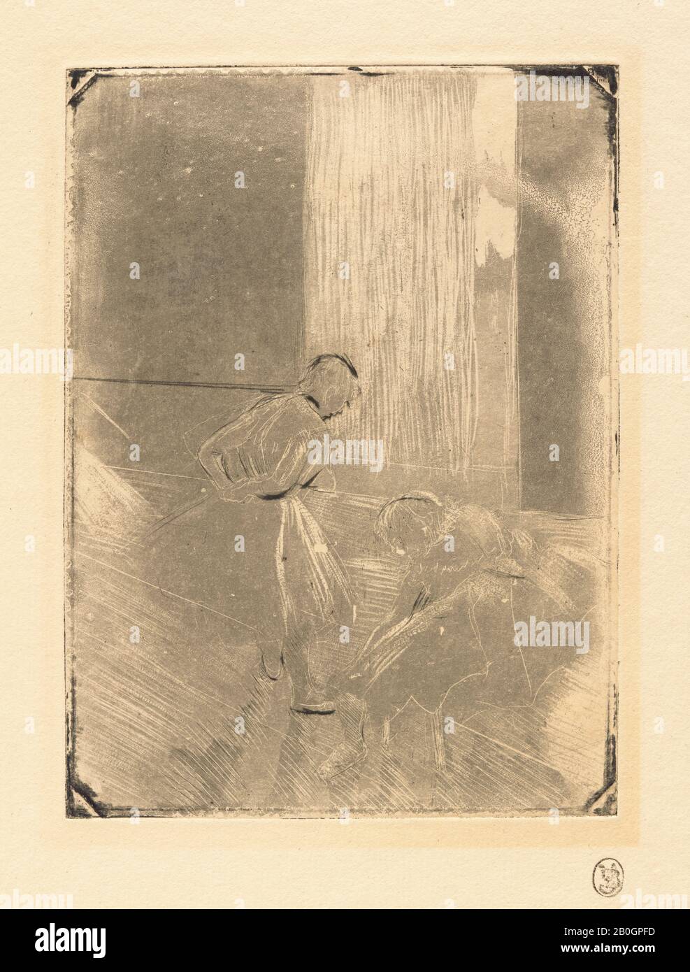 Hilaire-Germain-Edgar Degas, Französisch, 1834-1917, Deux danseuses (Zwei Tänzer), ca. 1878-79, Aquatint und Trockenpunkt auf Papier, Rahmen: 14 x 18 Zoll (35,6 x 45,7 cm Stockfoto