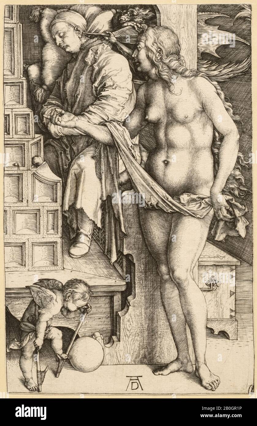 Albrecht Dürer, deutsch 1471-1528, Der Traum des Arztes, 1497-1498, Gravur auf Papier, Bild: 7 3/8 x 4 11/16 Zoll. (18,8 x 11,9 cm Stockfoto