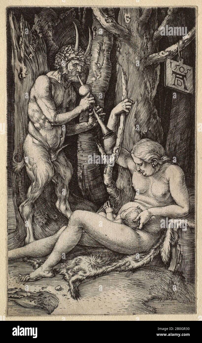 Albrecht Dürer, deutsch 1471-1528, Familie Satyrs, 1505, Gravur auf Papier, Bild: 4 1/2 x 2 3/4 Zoll. (11,5 x 7 cm Stockfoto