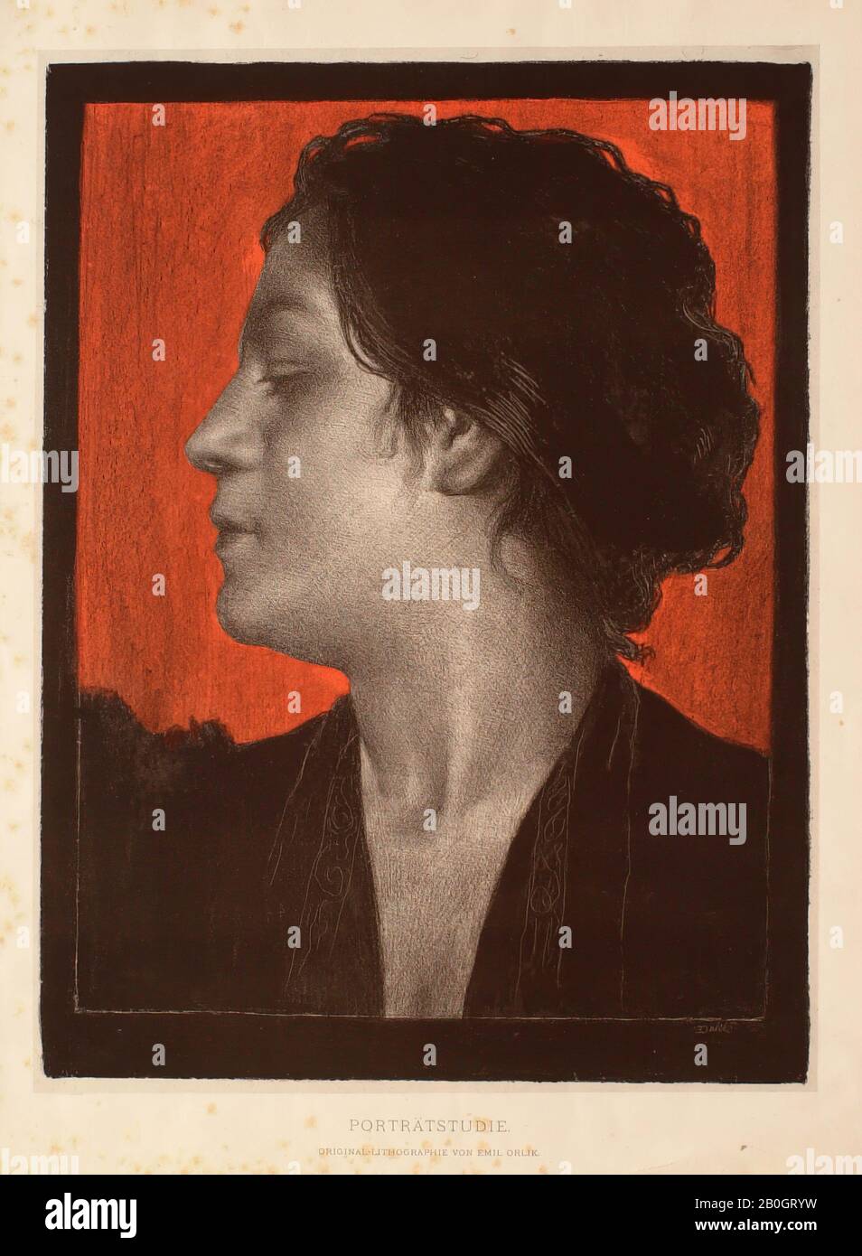 Emil-Orlik, Deutsch, 1870-1932, tschechischer Herkunft, Portrait Study of a Woman, 1899, Lithograph on wove paper, Bild: 15 3/8 x 11 1/2 in. (39 x 29,2 cm Stockfoto