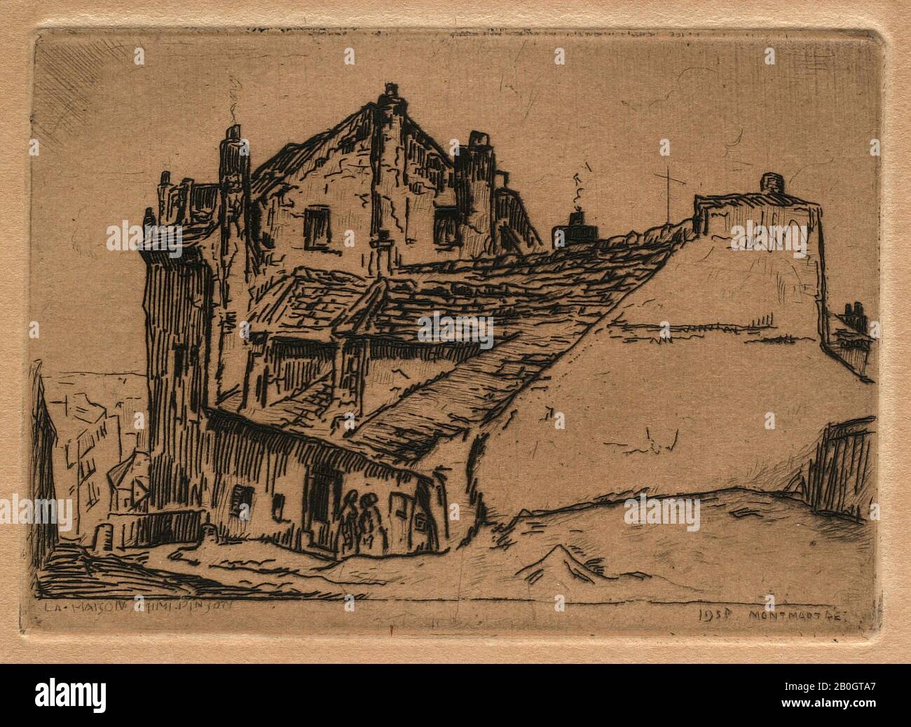 Unbekannt, La Maison de Mimi Pinson, 1924, Radierung auf Papier, Bild: 3 1/8 x 4 7/16 Zoll (7,9 x 11,2 cm Stockfoto