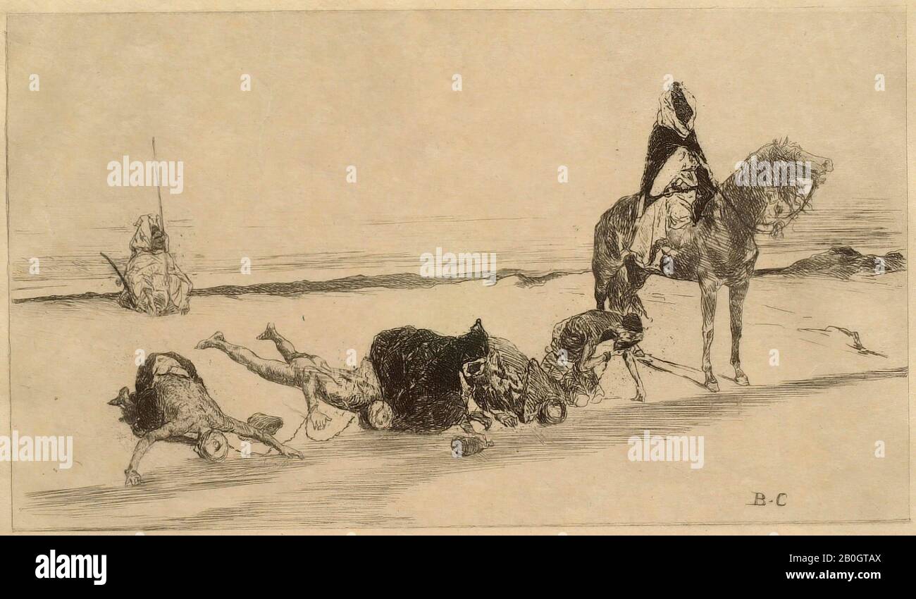 Jean Joseph Benjamin Constant, Französisch, 25-1902, marokkanische Gefangene, 1877, Radierung auf Wove-Papier, Bild: 5 9/16 x 9 3/4 Zoll. (14,2 x 24,7 cm Stockfoto