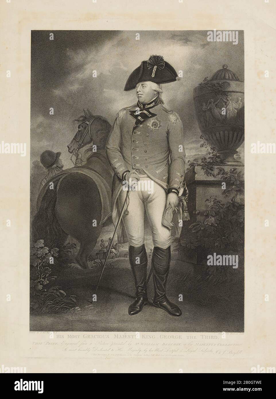 Benjamin Smith, Englisch, 1775-1834, Nach William Beechey, (Britisch, 53-184), George III, King of England Scotland, 1804/18/1830/1830/1830/1830/60/1830/1830/68m, Stippelgravur auf Taubpapier, Bild: 20 13/16 x 14 3/4 in. (52,8 x 37,5 cm Stockfoto