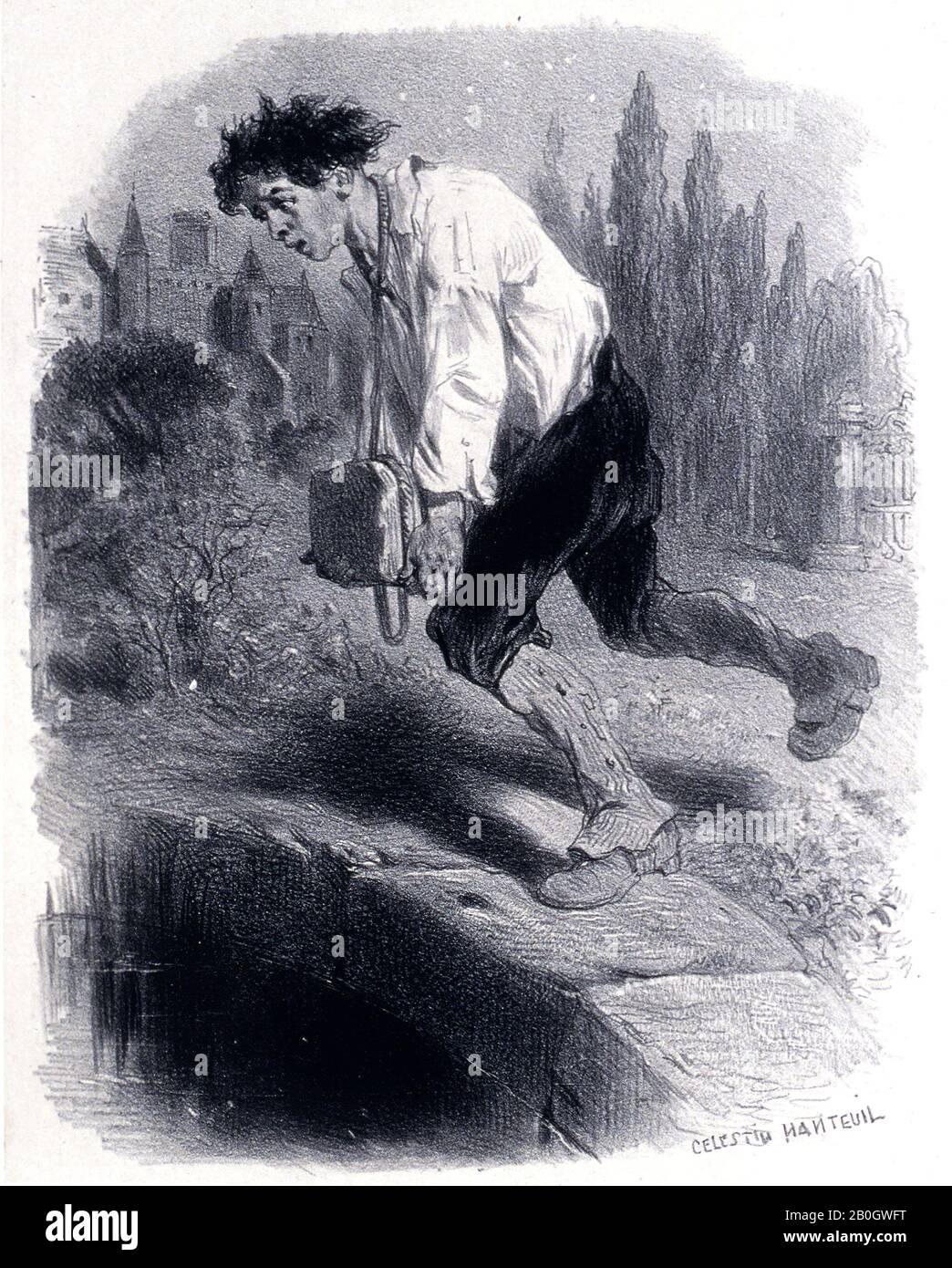 Célestin François Nanteuil, Französisch, 1830er, Selbstmord, 1830er Jahre, Lithographisch auf dem Papier, Bild: 8 1/4 x 6 9/16 Zoll. (21 x 16,7 cm Stockfoto