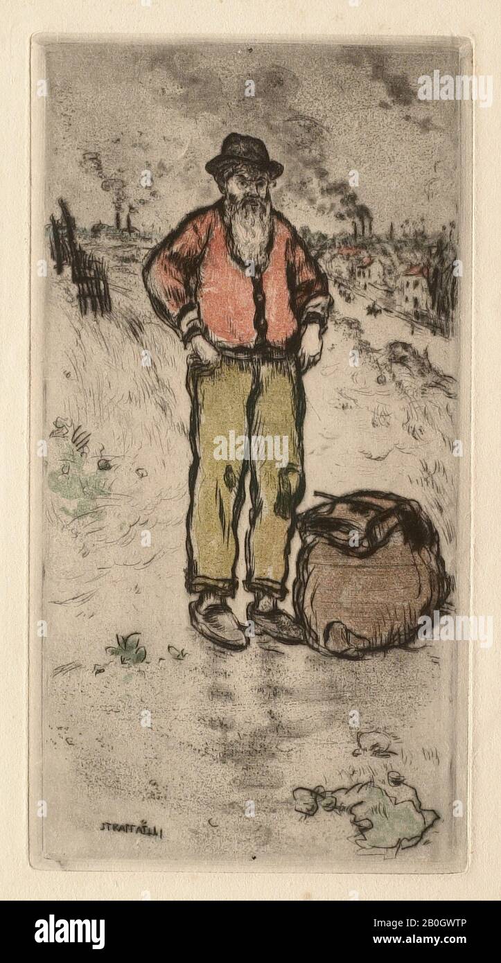 Jean-François Raffaëlli, Französisch, 1850-1924, Rag-Picker, nach 1911, Radierung auf Papier, Platte: 8 3/4 x 4 5/8 Zoll. (22,2 x 11,7 cm Stockfoto