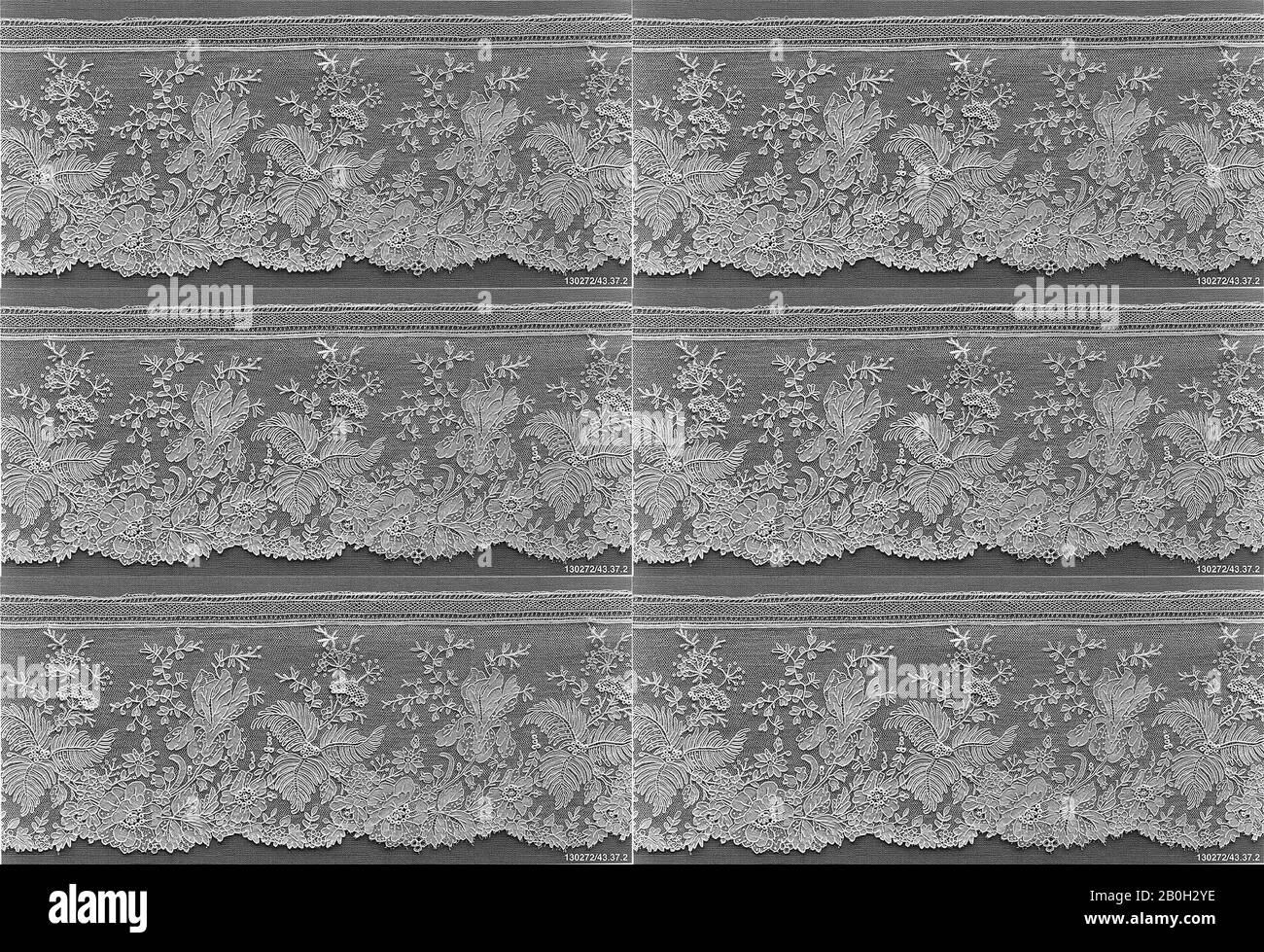 Verdé, Delisle & Cie., Border, Belgier, Brüssel, Ca. Einr.: Belgien, Brüssel, Nadelspitze, Brüsseler Nadelspitze, Point de Gaze, L. 182 x W. 4 Zoll (462,3 x 10,2 cm), Textil-Schnürsenkel Stockfoto