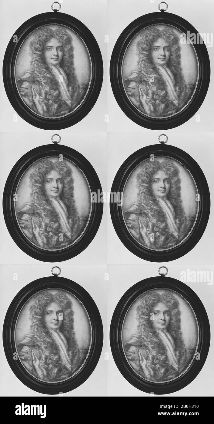 Robert White, Portrait of a Man, Robert White (British, London 1645-1703 London), 1690, Plumbago on vellum, Oval, 4 1/4 x 3 3/8 in. (106 x 85 mm), Miniaturbilder Stockfoto