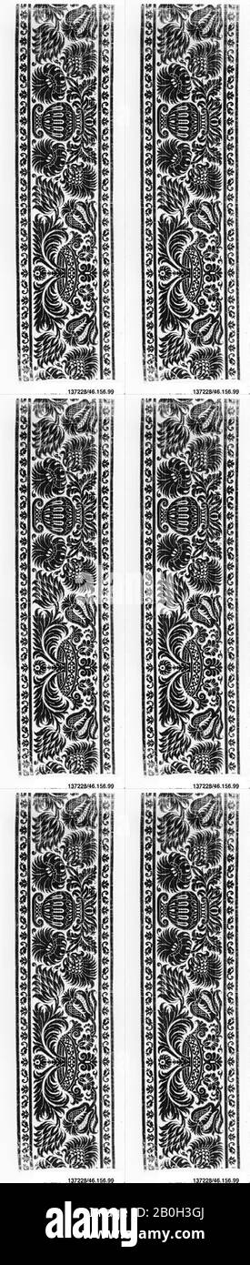 Border, Italienisch, Genua, zweite Hälfte des 16. Jahrhunderts, Italienisch, Genua, Seide, L. 112 x W. 10 1/2 Zoll (284,5 x 26,7 cm), Textiles-Velvets Stockfoto