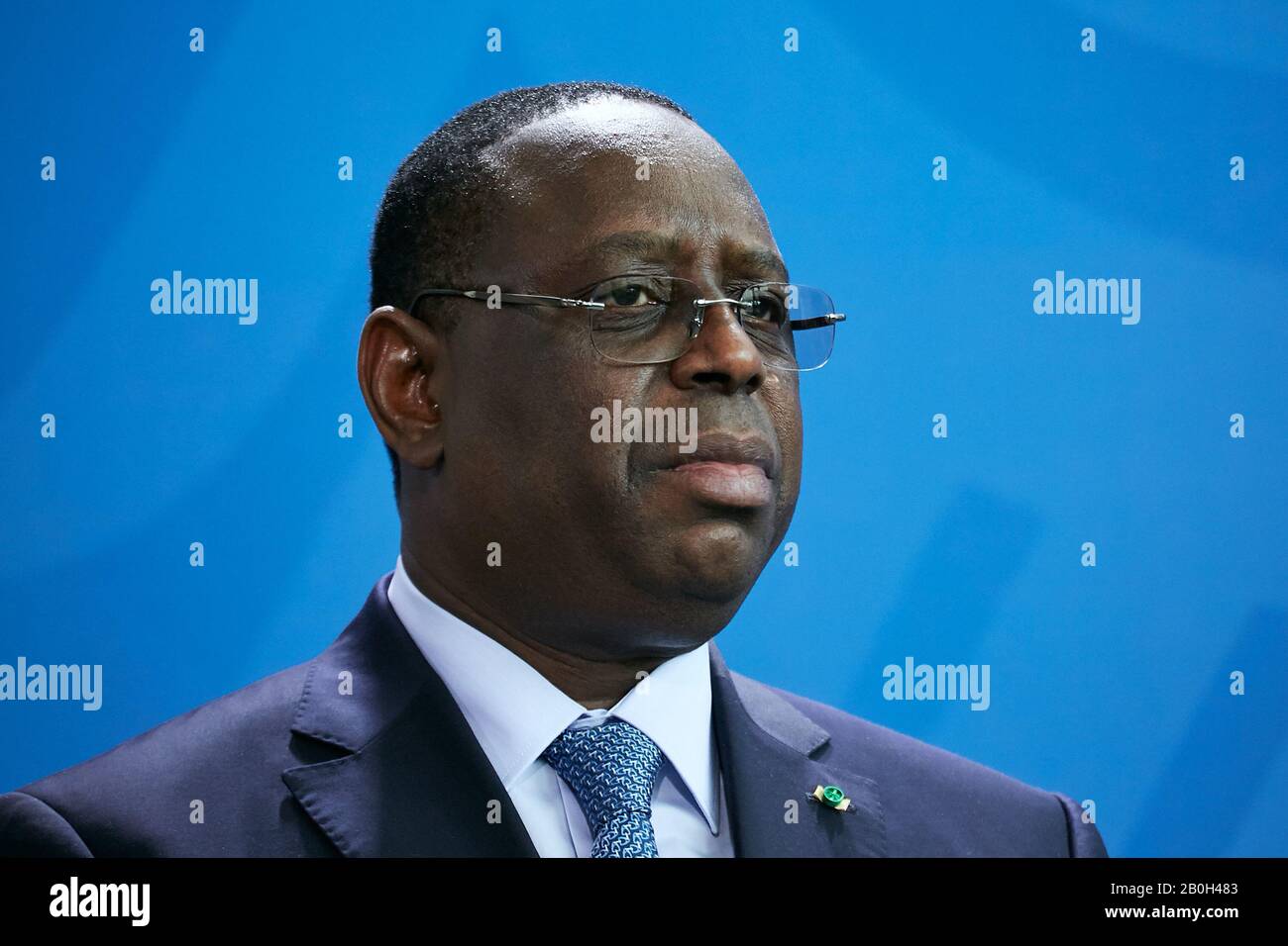 27.01.2020, Berlin, Berlin, Deutschland - Macky Sall, Präsident der Republik Senegal auf einer Pressekonferenz im Kanzleramt. 00R200127D057CAROEX.J Stockfoto