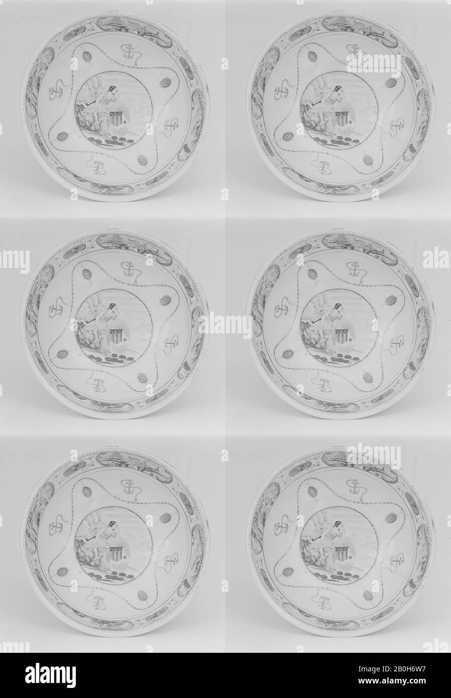 Basin, Chinesisch, für den britischen Markt, 1797-1800, Chinesisch, für den britischen Markt, Hartpaste Porzellan, Gesamt: 4 7/16 × 11 3/16 Zoll. (11,3 × 28,4 cm), Ceramics-Porzellan-Export Stockfoto