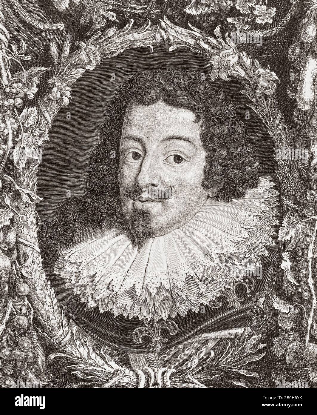 Ludwig XIII., 1601-1643. König von Frankreich von 1610 bis 1643 und König von Navarra (als Louis II.) von 1610 bis 1620. Aus einem 17. Jahrhundert Gravur nach einer Arbeit von Anthony van Dyck. Stockfoto