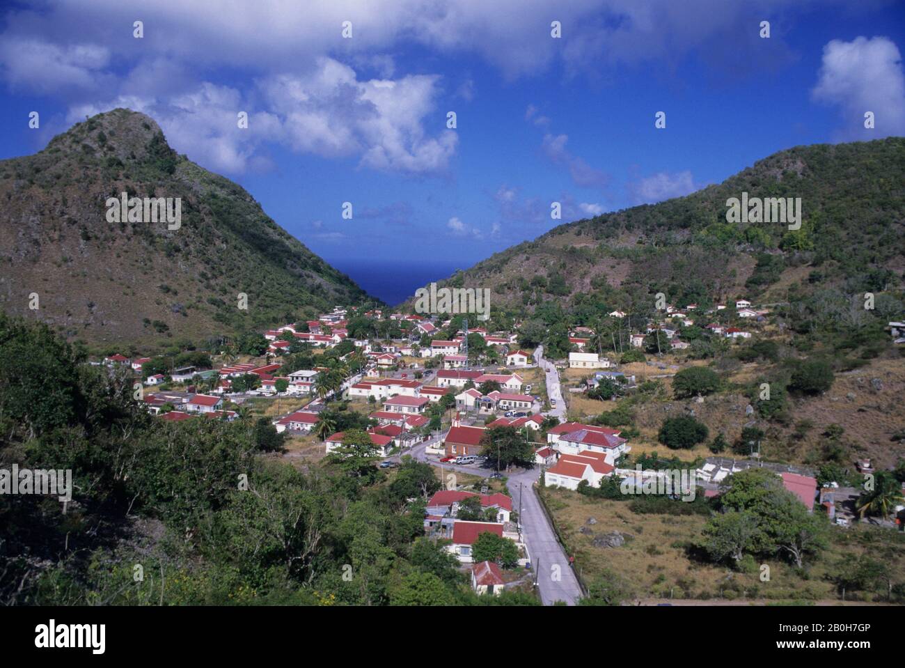 NIEDERLÄNDISCHE ANTILLEN, INSEL SABA, DORF "THE BOTTOM", ÜBERSICHT Stockfoto