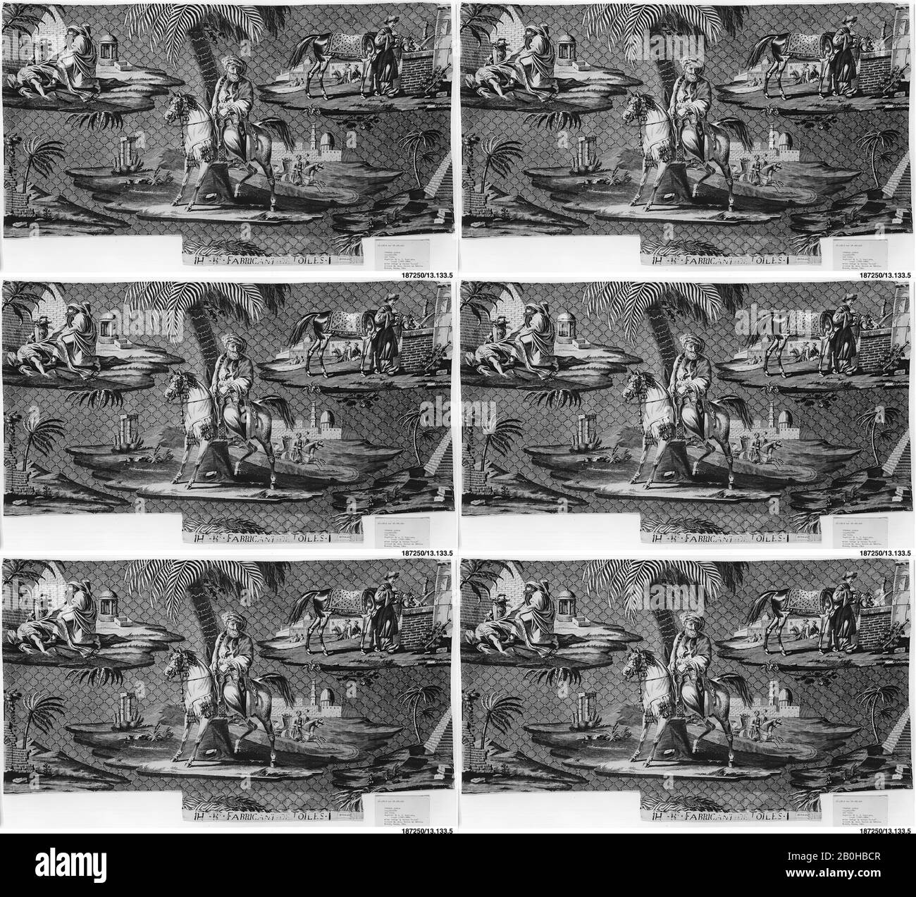 Louis-Henri Brevière, Piece, French, Rouen (Déville), ca. 188, Französisch, Rouen (Déville), Baumwolle, H. 18 3/4 x W. 32 3/4 Zoll, 47,6 x 83,2 cm, Textiles-Printed Stockfoto