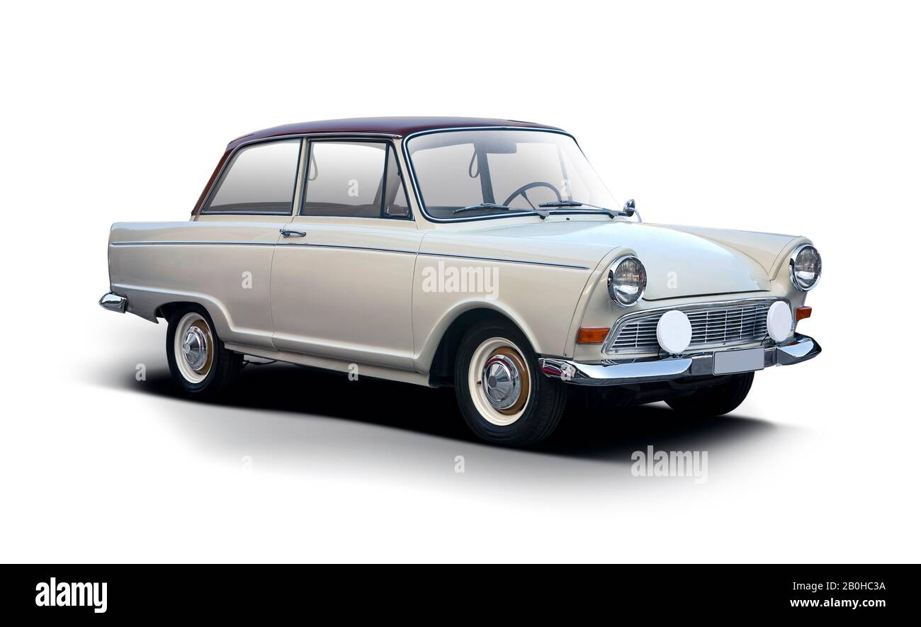 Deutsche Oldtimer Seitenansicht isoliert auf weiss Stockfoto