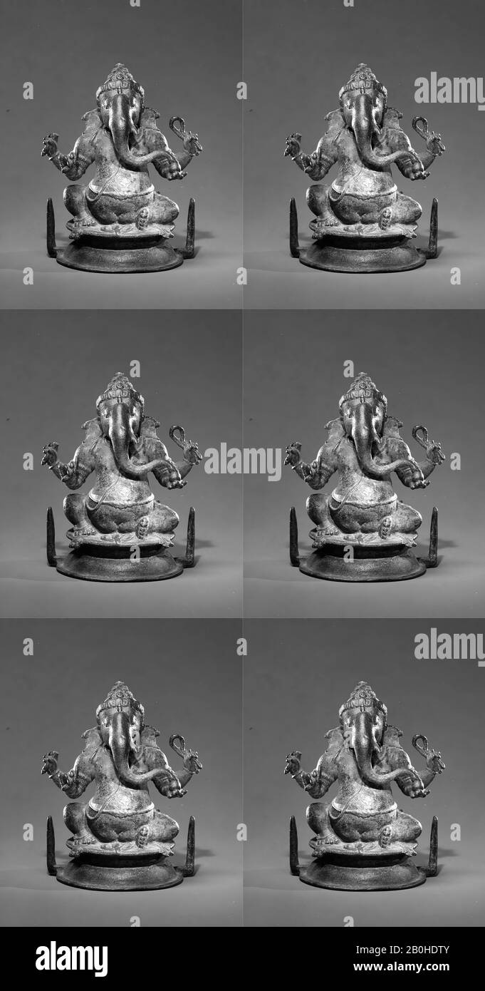 Sitz von Ganesha, Indien (Tamil Nadu), Chola (880-1279), Datum 11.-12. Jahrhundert, Indien (Tamil Nadu), Kupferlegierung, H. 4 1/2 Zoll (11,5 cm), Skulptur Stockfoto