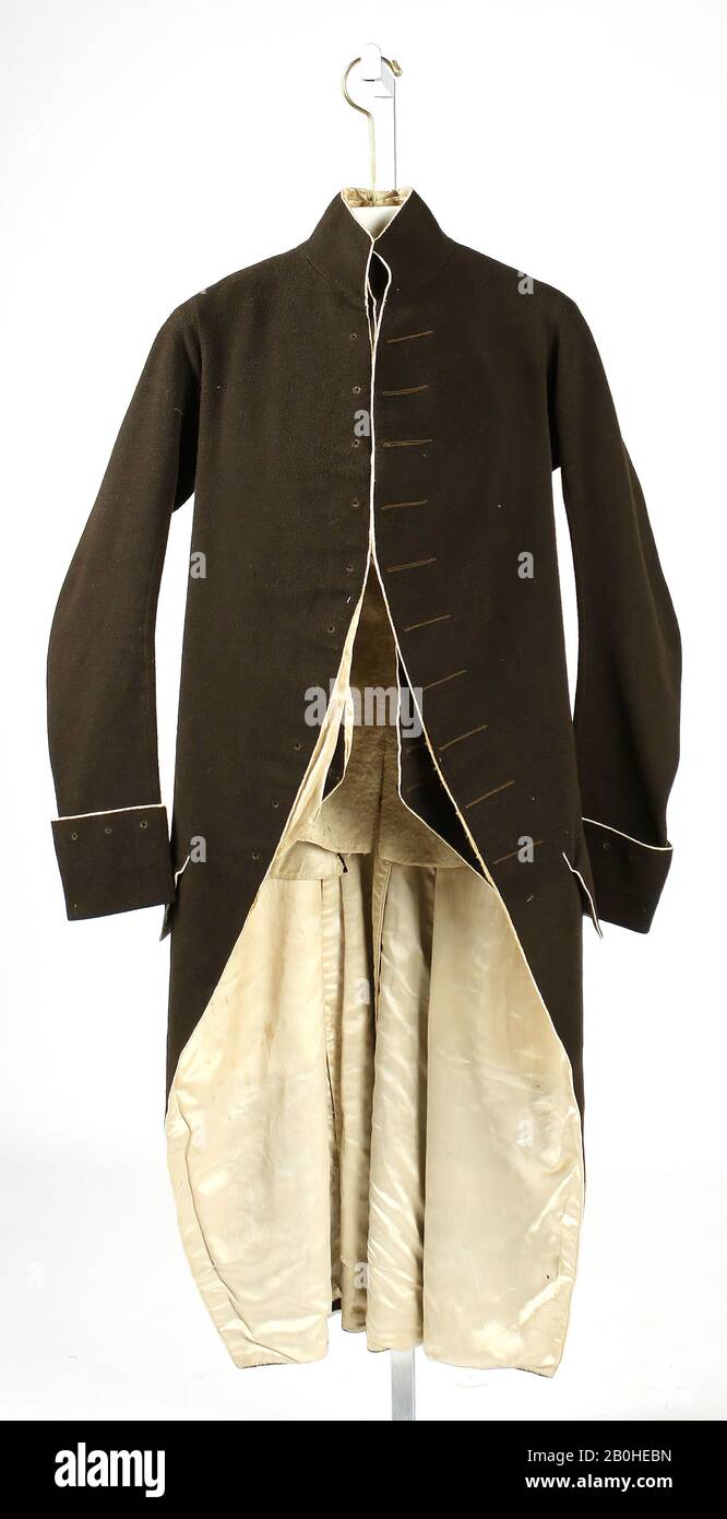 Anzug, europäisch, viertes Viertel des 18. Jahrhunderts, europäisch, Wolle, Seide, Baumwolle Stockfoto