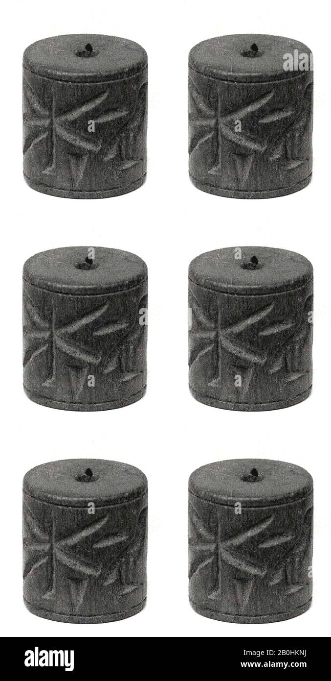 Zylinderdichtung von Iswenut, Frühe Dynastikperiode, Datum ca. 2960-2649 v. Chr., Aus Ägypten, dem südlichen Oberägypten, Elkab (Nekhen), Holz, H. 2 × dia. 1,9 cm (13 / 16 × 3/4 Zoll Stockfoto