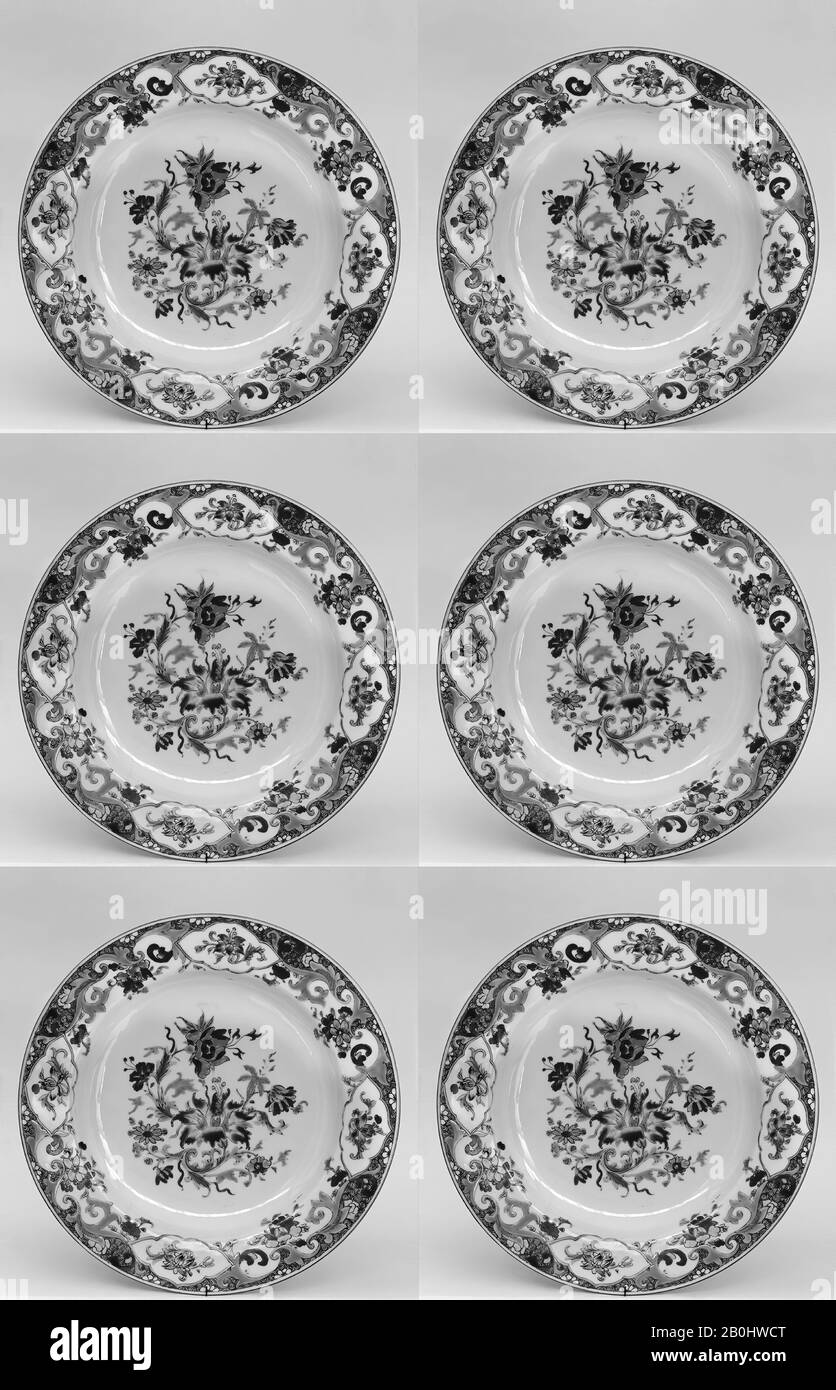 Platte, China, Qing-Dynastie (1644-1911), Datum Ende des 18.-19. Jahrhunderts, China, Porzellan in überglasierten Famille Rosenemaillierungen gemalt, Diam. 8 7/8 Zoll (22,5 cm), Keramik Stockfoto