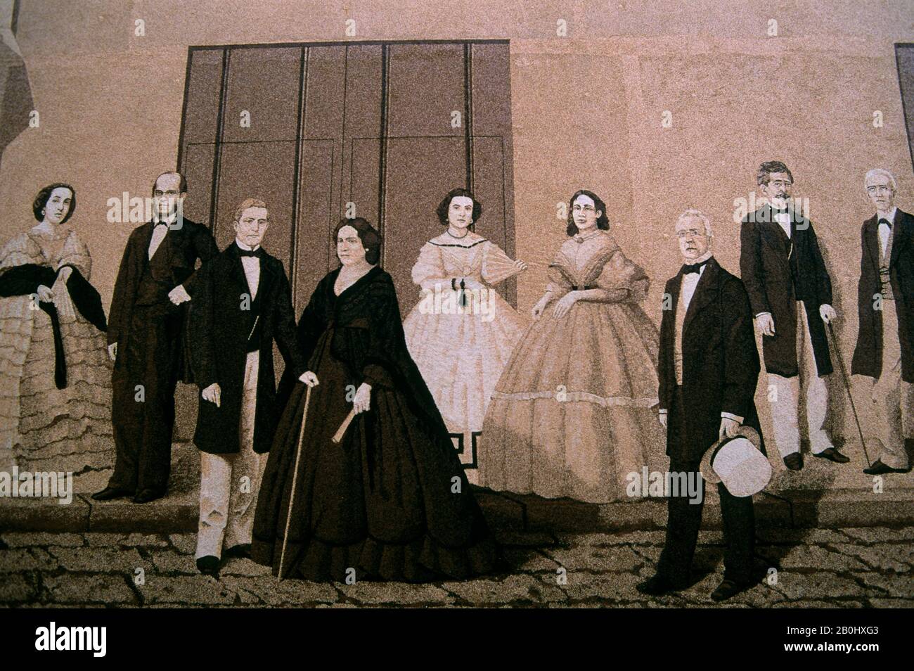 KUBA, DAS ALTE HAVANNA, WANDGEMÄLDE MIT HISTORISCHEN MENSCHEN Stockfoto