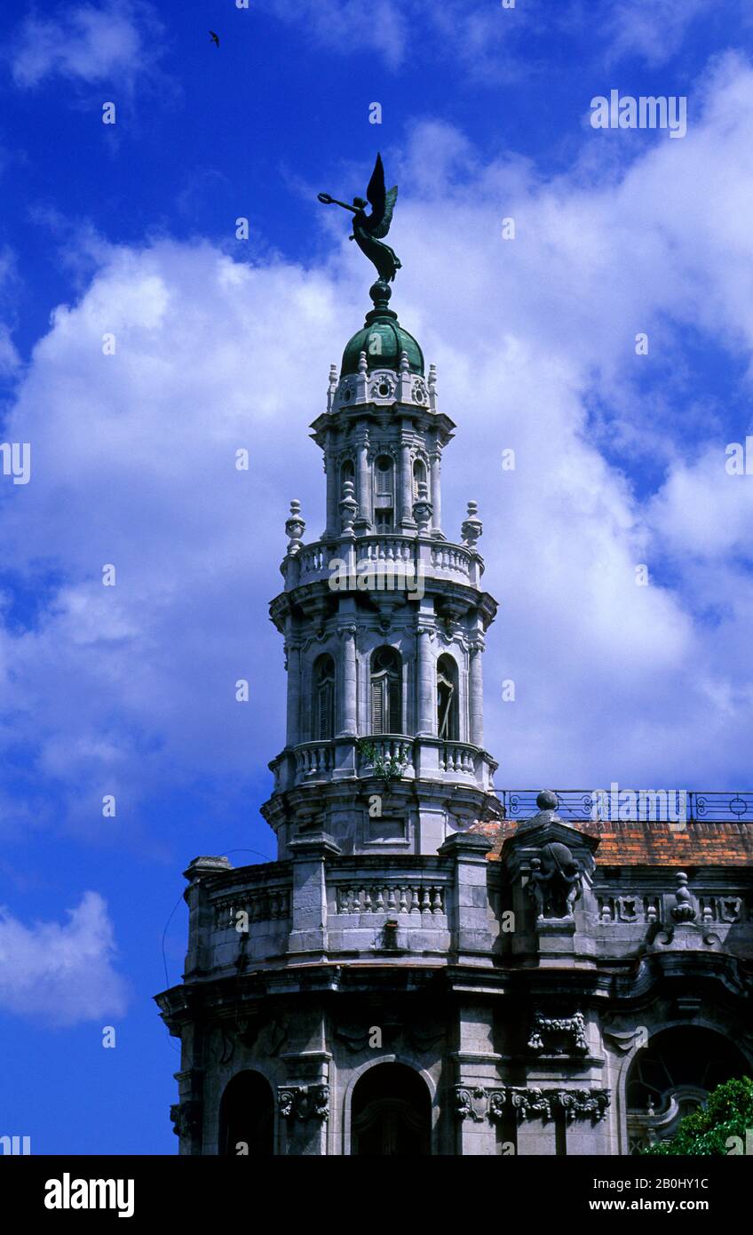 KUBA, HAVANNA, GROSSES THEATER VON HAVANNA, TURMDETAILS Stockfoto