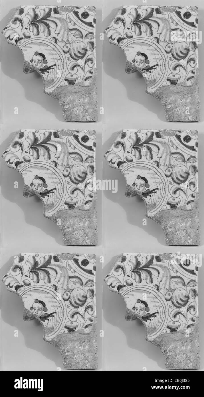 Tile, Niederländisch, im ersten Viertel des 17. Jahrhunderts, Niederländisch, Steingut mit Zinnverglasung, 5-3/8 x 4-1/16 Zoll. (13,7 x 10,3 cm), Ceramics-Keramik Stockfoto