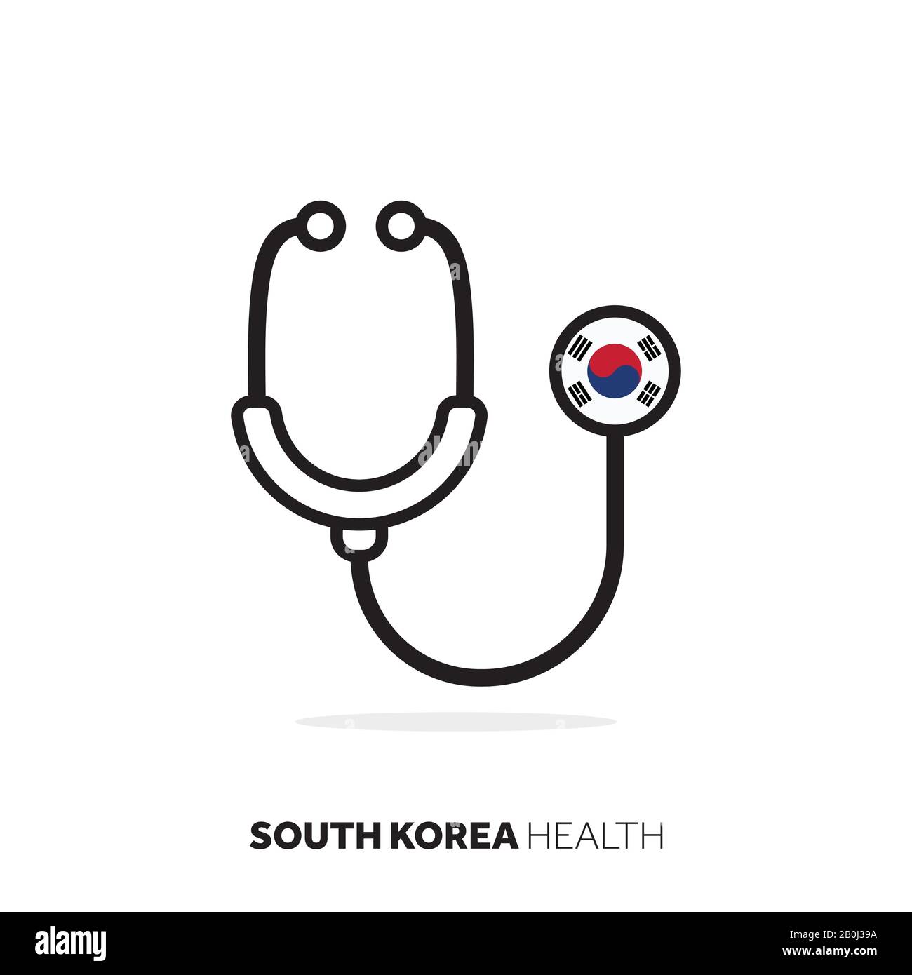 Südkoreanisches Gesundheitskonzept. Medizinisches Stethoskop mit Landesflaggen Stock Vektor