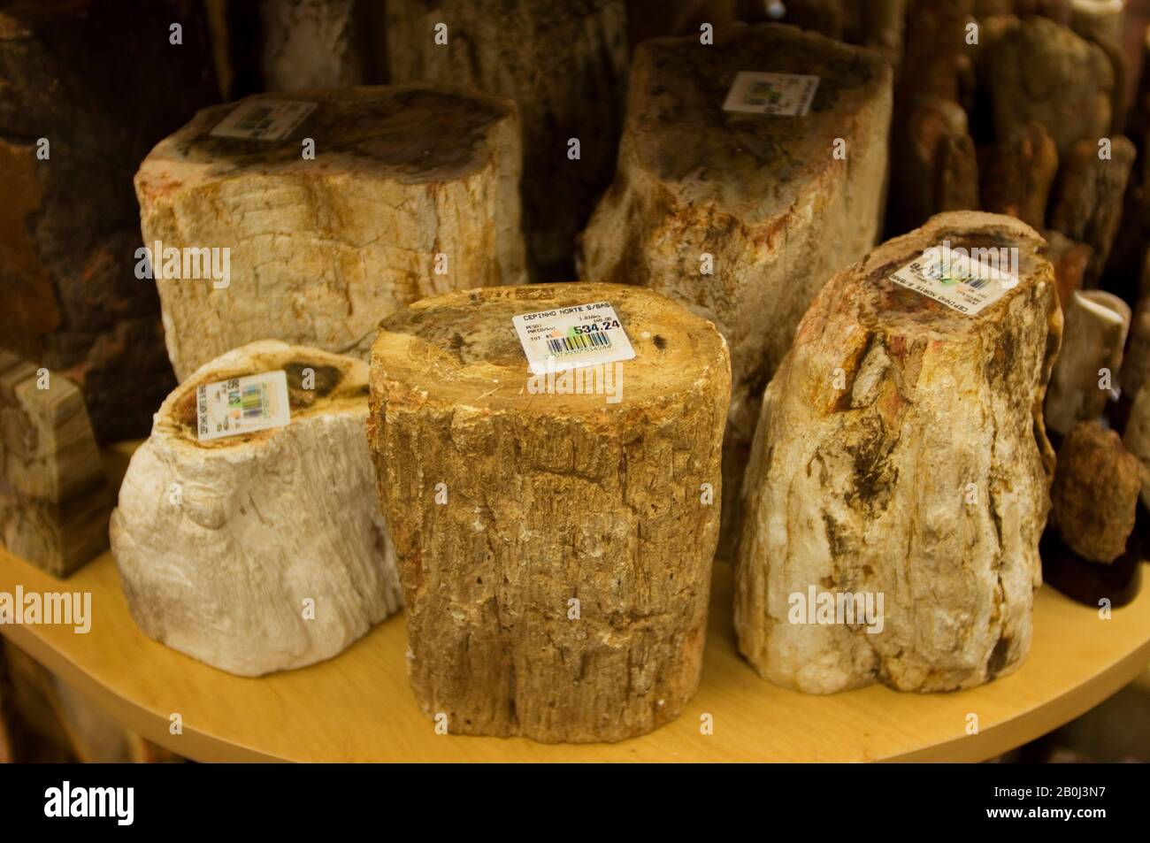 ARGENTINIEN, IGUASSU, SOUVENIRLADEN, VERSTEINERTES HOLZ ZUM VERKAUF Stockfoto