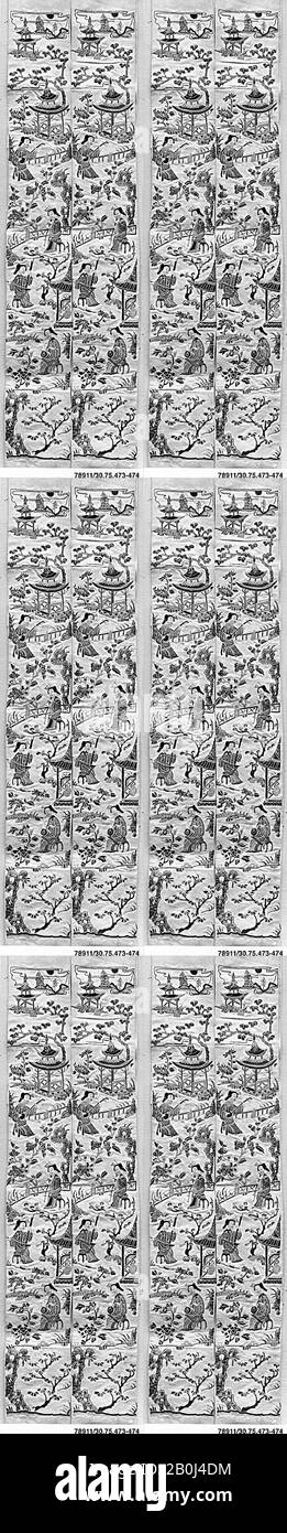 Ärmelband, China, Qing-Dynastie (1644-1911), Datum 19. Jahrhundert, China, Seide, Metallfaden; auf Seide, 27 1/4 x 3 1/4 Zoll. (69,22 x 8,26 cm), Textil-Embroided Stockfoto