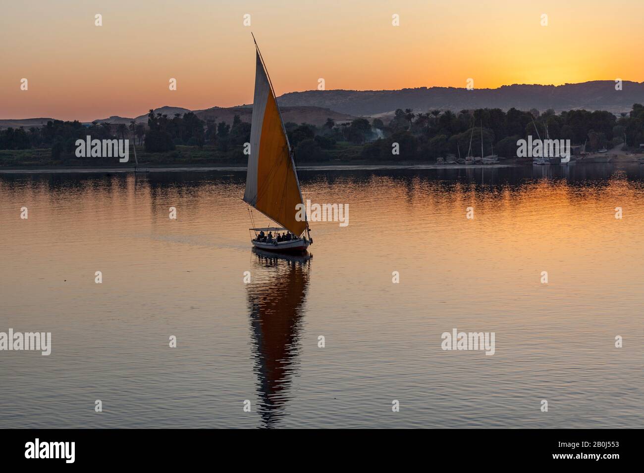 Felucca am Nil, Assuan, Ägypten Stockfoto