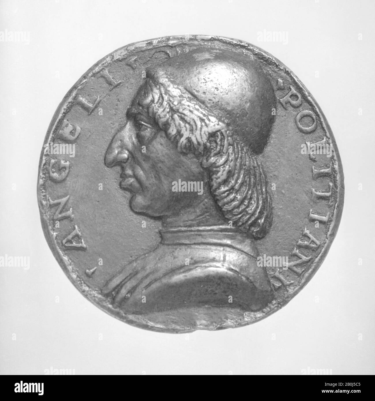 Niccolò Fiorentino (Niccolò di Forzore Spinelli), Angelo Poliziano (1454-1494) und Maria Poliziana, Italienisch, Florenz, Zugeschrieben Niccolò Fiorentino (Niccolò di Forzore Spinelli) (Italienisch, Florenz 1430-1514 Florenz), 15. Jahrhundert, Italienisch, Florenz, Bronze, Durchmesser 57 mm, Medaillen und Plaquettes Stockfoto