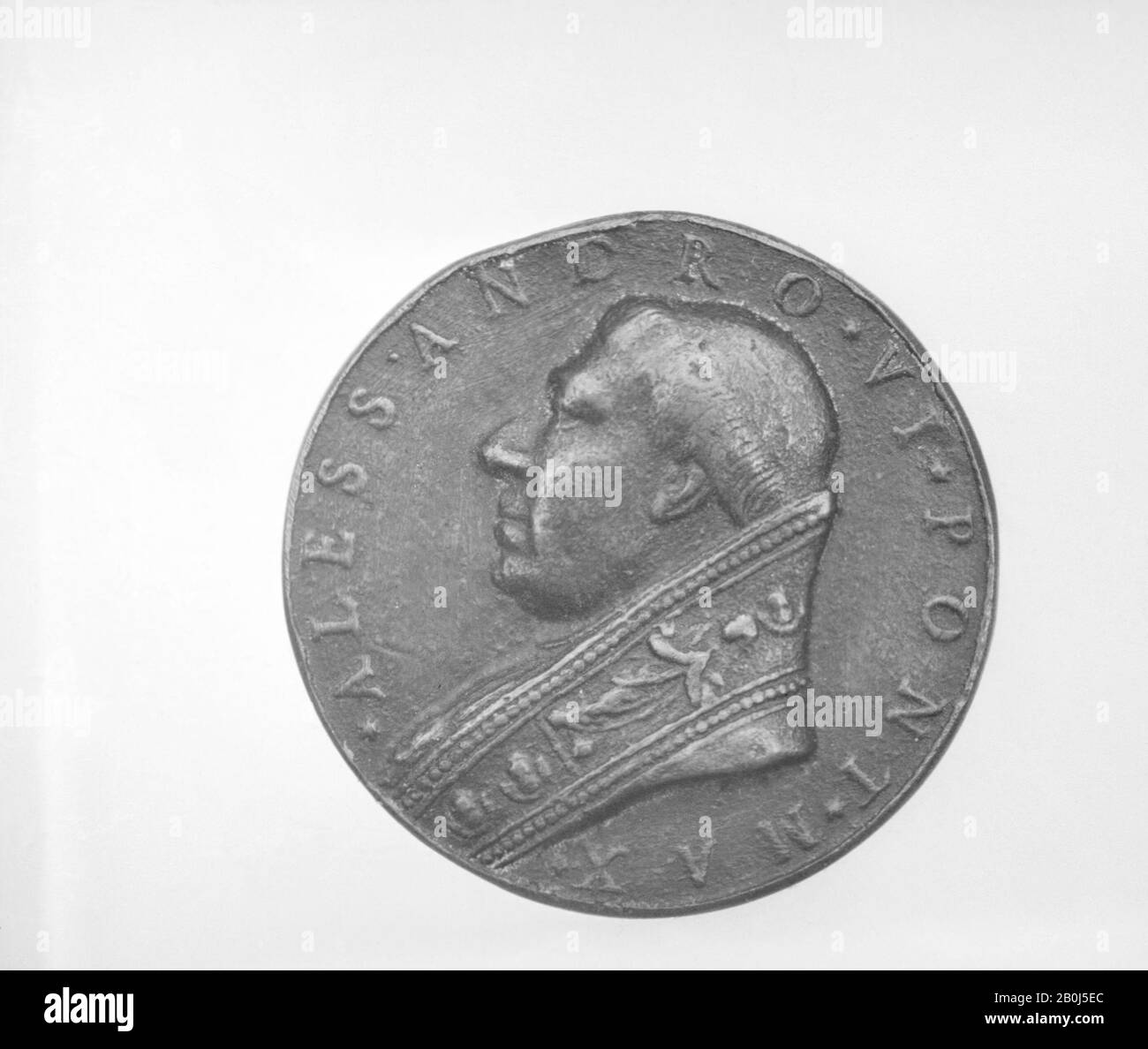 Papst Alexander VI. (1492-1503), Italiener, Ende des 15. Jahrhunderts, Italiener, Bronze, Durchmesser: 1 11/16 Zoll (43 mm), Medaillen und Plaketten Stockfoto