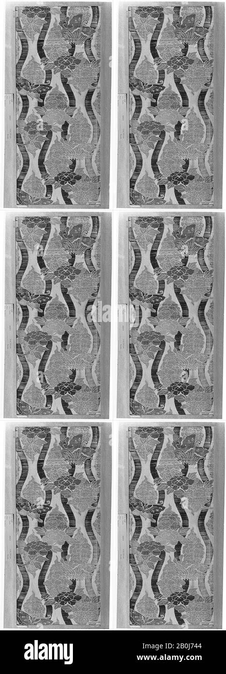 Stück, Japan, 18. Bis 19. Jahrhundert, Japan, Seide, 9 x 21 Zoll (22,86 x 53,34 cm), Textil-Woven Stockfoto