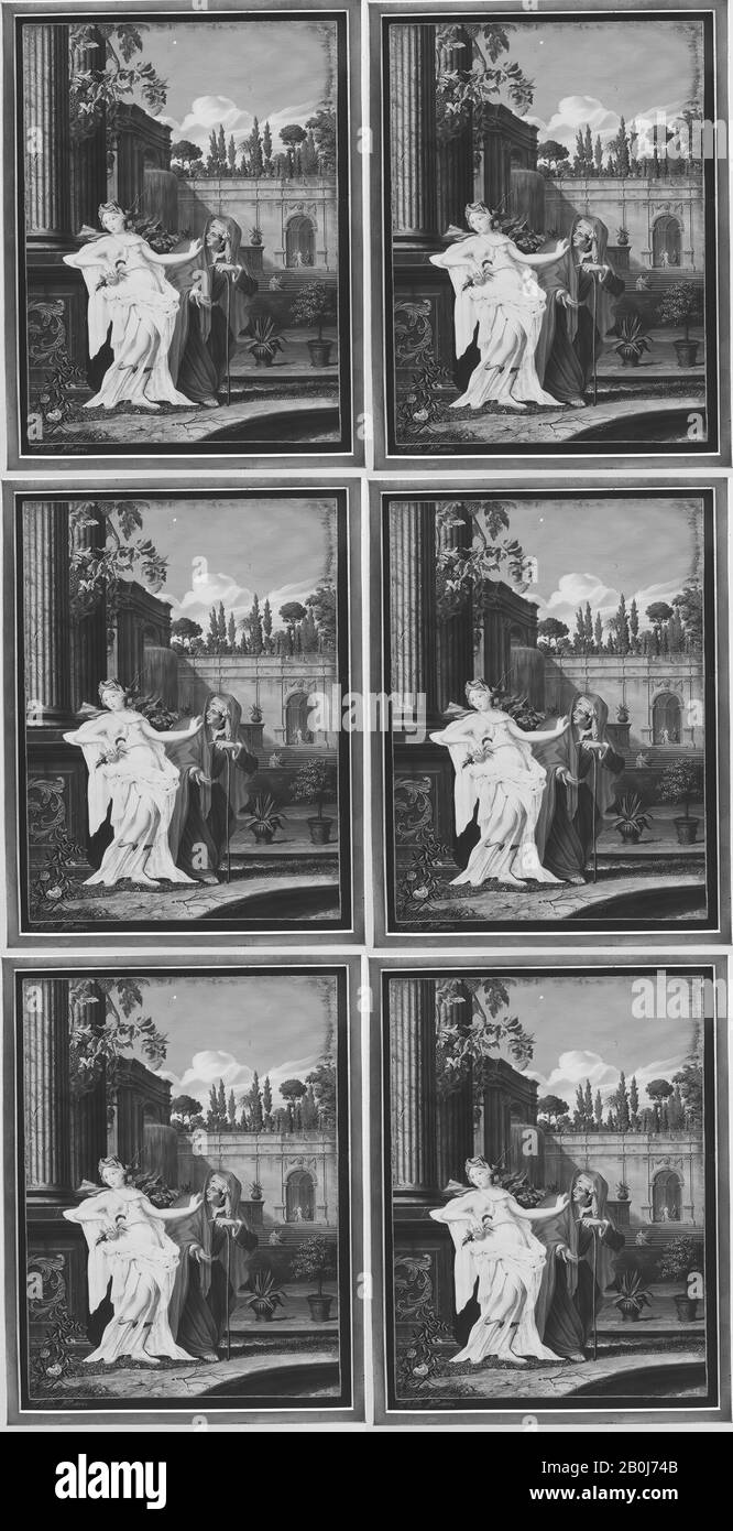 Thomas Lefebure, Vertumnus und Pomona, Thomas Lefebure (flämisch, ca. 1636-1720), 1676, Papier, Bild exklusive Goldrand und dunkelbrauner Rand, 6 3/4 x 5 Zoll. (172 x 126 mm), Miniaturbilder Stockfoto