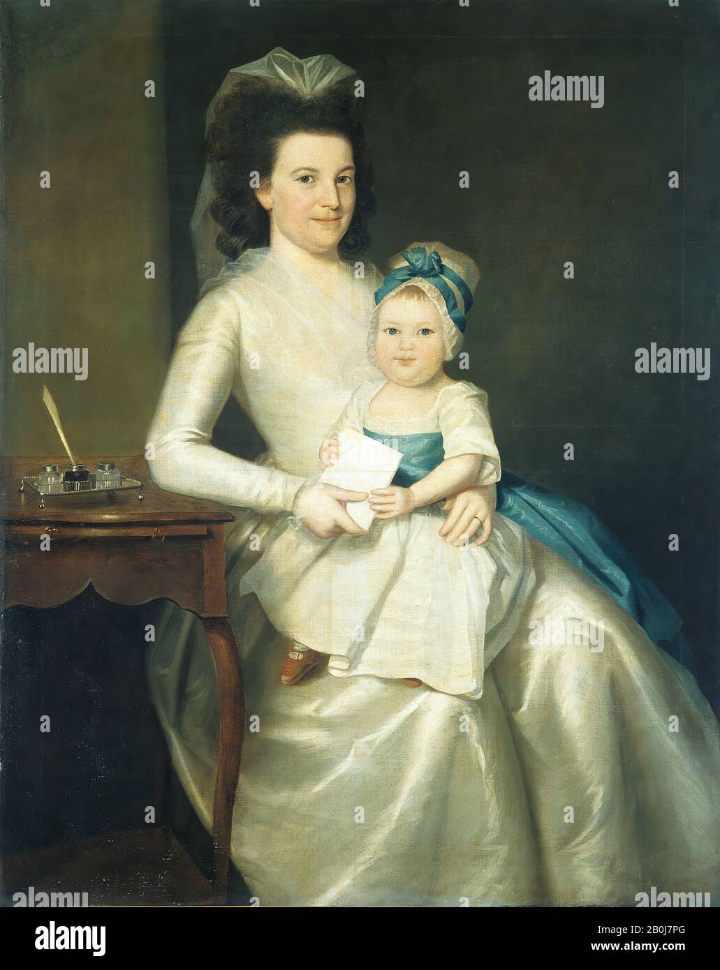 Ralph Earl, Lady Williams and Child, American, Ralph Earl (American, Worcester County, Massachusetts 1751-1801 Bolton, Connecticut), 1783, American, Oil on Canvas, 50 1/4 x 39 3/4 in. (127,3 x 101 cm), Gemälde Stockfoto