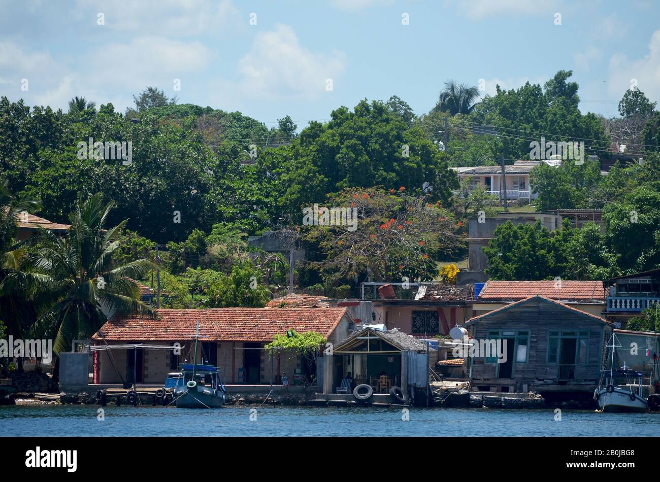 Fischerhäuser in Pasacaballo, Cienfuegos Bay (Südkuba) Stockfoto