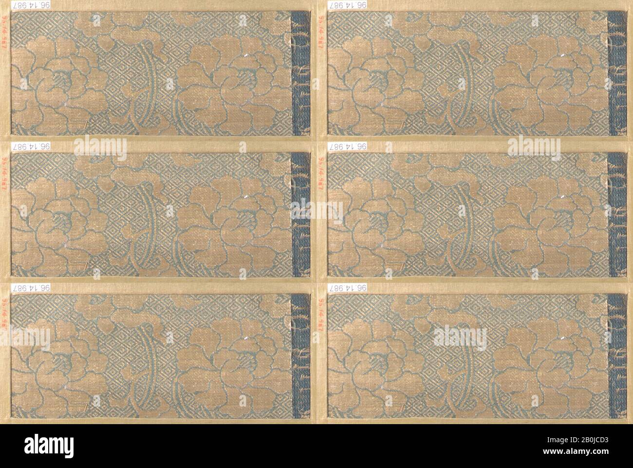 Stück, Japan, 18. Bis 19. Jahrhundert, Japan, Seide, 7 x 3 Zoll (17,78 x 7,62 cm), Textil-Woven Stockfoto