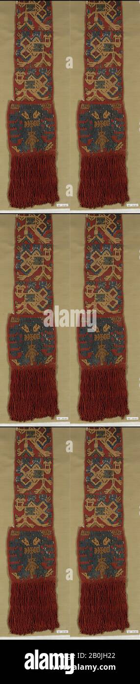 Schärpe (?), Nasca, 7.-9. Jahrhundert, Peru, Nasca, Camelid Hair, Länge 44-3/32 Zoll, Textil-Woven Stockfoto
