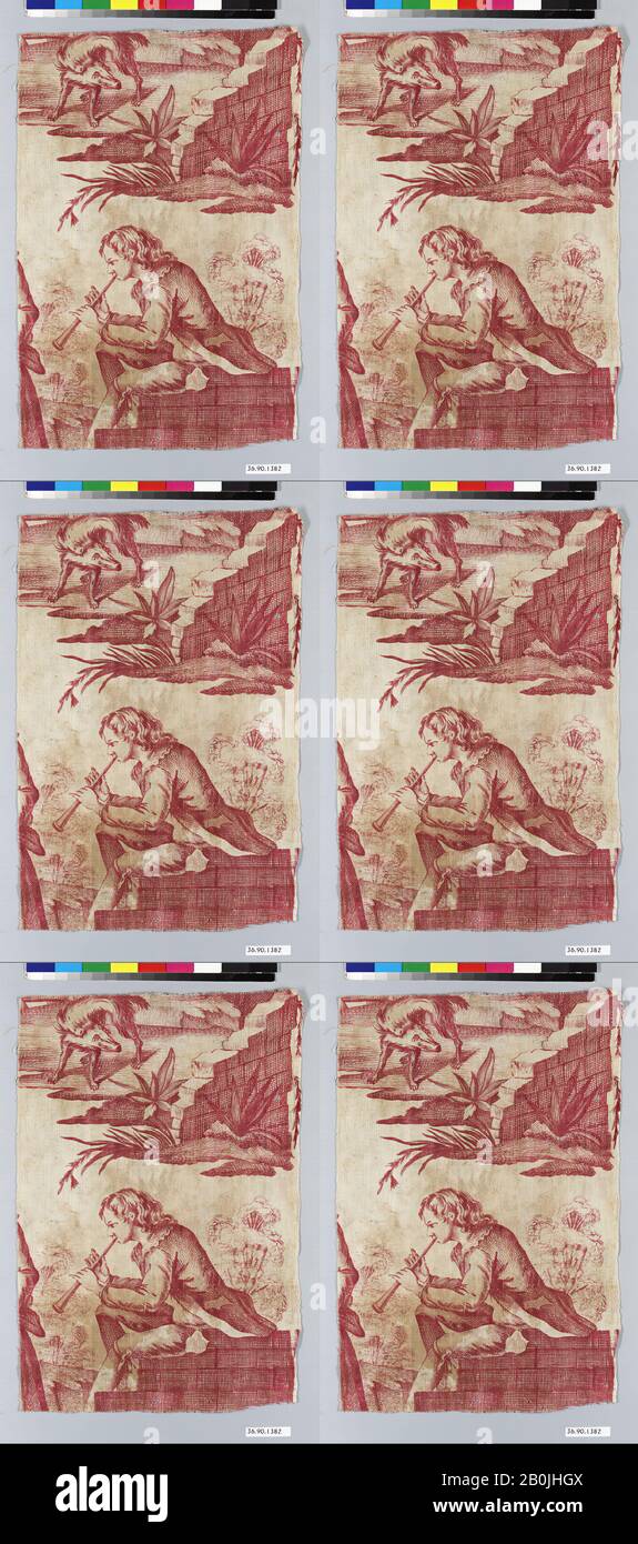 Oberkampf Manufactory, Piece, French, Jouy-en-Josas, ca. 1710, Französisch, Jouy-en-Josas, Baumwolle, L. 13 1/4 x W. 9 Zoll, 33,7 x 22,9 cm, Textiles-Printed Stockfoto