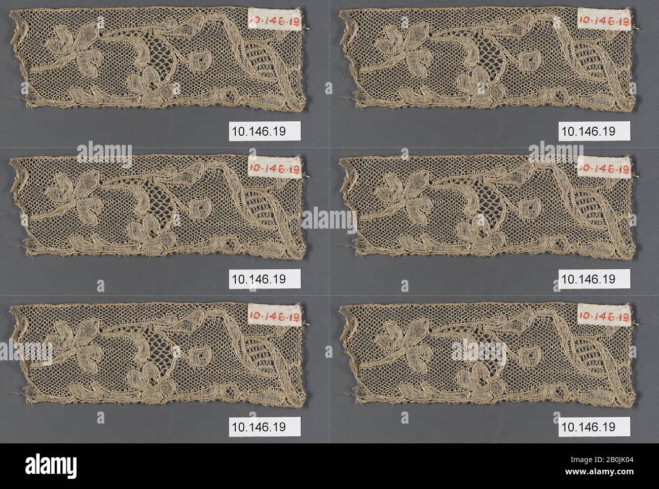 Fragment, Flämisch, 18. Jahrhundert, Flämisch, Spitze Aus Spulen, L. 4 x W. 1 1/2 Zoll, 10,2 x 3,8 cm, Textil-Schnürsenkel Stockfoto