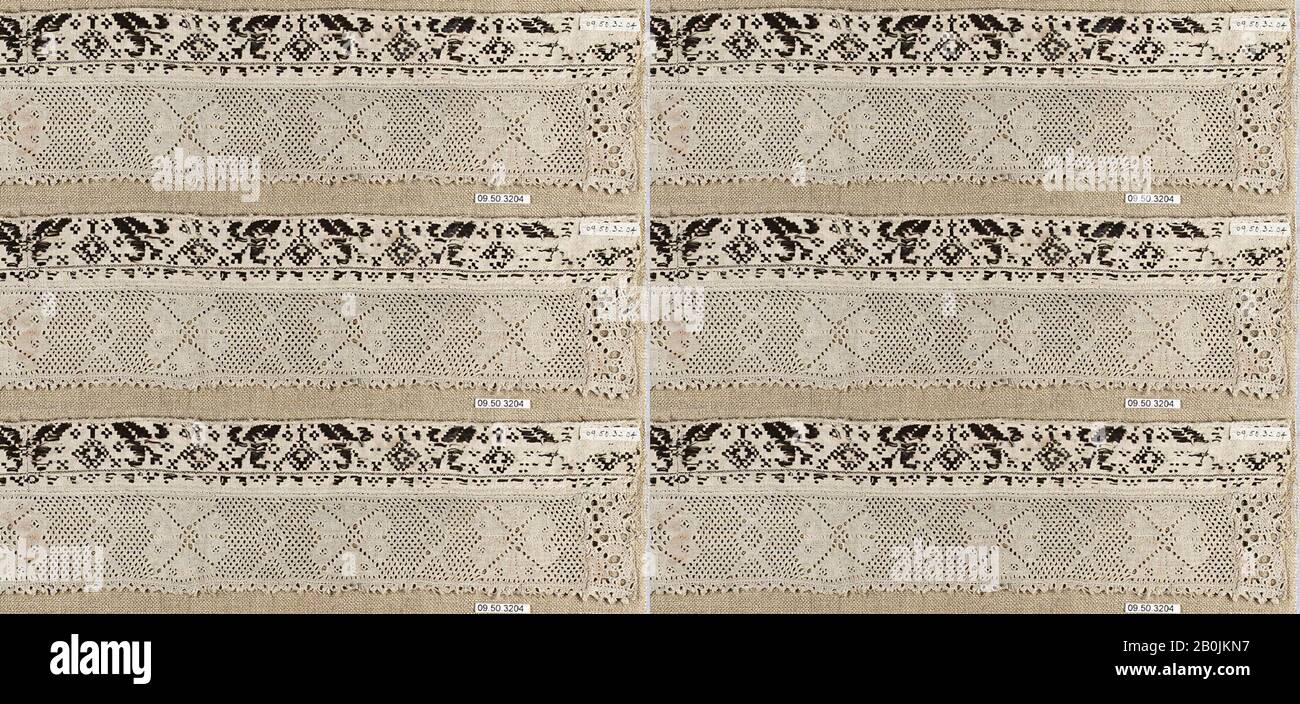 Strip, Slavonic, 18. Jahrhundert, Slavonic, Bobbin-Spitze, L. 18 3/4 x W. 3 1/2 Zoll (47,6 x 8,9 cm), Textil-Schnürsenkel Stockfoto