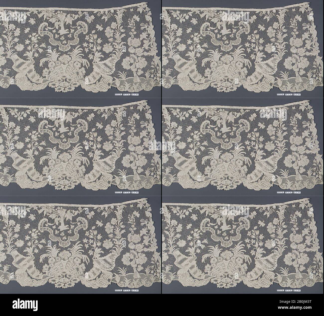 Flunce, Französisch, 175-24, Französisch, Nadelspitze, L. 22x W. 12 Zoll (55,9 x 30,5 cm), Textil-Schnürsenkel Stockfoto