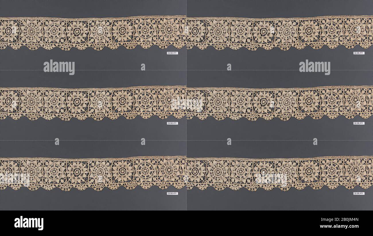 Border, Netherlandish, ca. 1600, Netherlandish, Nadelspitze, 182,9 x 15,2 cm (L. 72 x W. 6 Zoll), Textil-Schnürsenkel Stockfoto