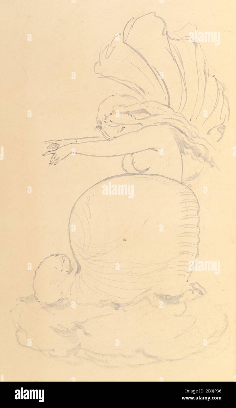 Alfred Henry Forrester [Alfred Crowquill], Sketch of a Fairy or Spirit Emerging From a Shell, Alfred Henry Forrester [Alfred Crowquill] (Britisch, London, 1602-1872 London), 2005-55, Graphit, Blatt: 12 11/16 x 10 1/16 in. (32,3 x 25,5 cm Stockfoto