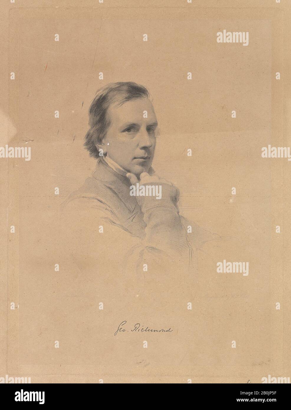 Nach George Richmond, George Richmond - Selbstporträt, Nach George Richmond (Britisch, Brompton 1809-1896 London), William Holls, der Jüngere (Britisch, Plaistow lawnzwischen 130-1871 London), 1850-70, Stippelgravur, Platte: 11 13 / 16 × 8 15/16 Zoll. (30 × 22,7 cm), Blatt: 17 11/16 × 13 11/16 Zoll (45 × 34,8 cm), Ausdrucke Stockfoto