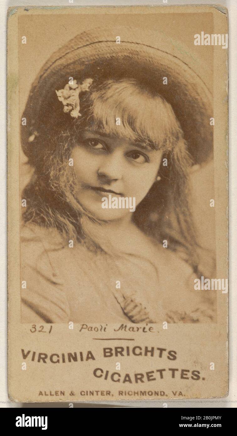 Herausgegeben von allen & Ginter, Card 321, Paoli Marie, von der Schauspielerserie (N45, Typ 1) für Virginia Brights Cigarettes, Ca. "Alben", Foto, Blatt: 2 3/4 x 1 3/8 Zoll (7 x 3,5 cm Stockfoto