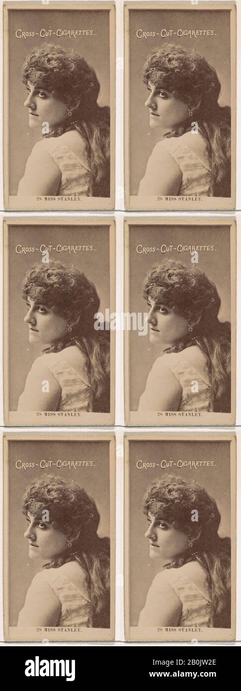 Herausgegeben von W. Duke, Sons & Co., Kartennummer 28, Miss Stanley, aus der Schauspieler-Serie (N145-2), herausgegeben von Duke Sons & Co. Zur Förderung von Cross Cut Zigaretten, 1880er Jahre, Albumen Foto, Blatt: 2 5/8 × 1 7/16 Zoll. (6,6 × 3,7 cm Stockfoto