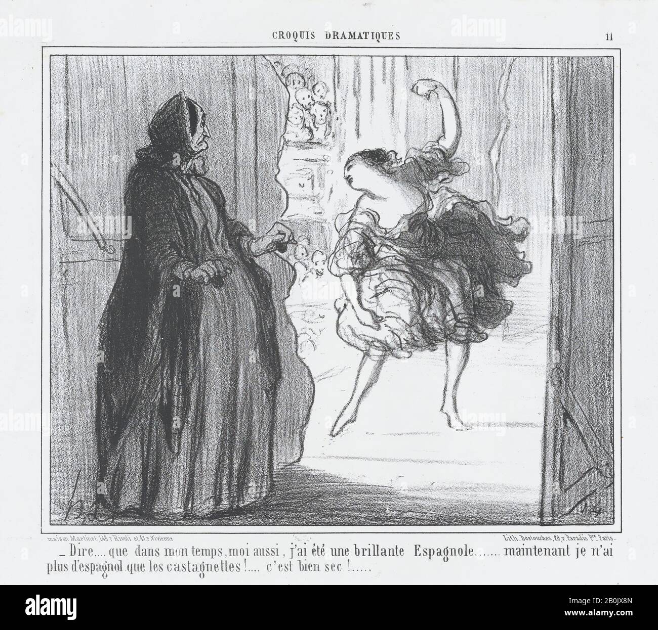 Honoré Daumier, Dire que dans mon temps, moi aussi, aus Croquis Parisiens, herausgegeben in Le Charivari, 24. Januar 1857, Croquis Parisiens, Honoré Daumier (Französisch, Marseille 1808-1879 Valmondois), 25. Januar 1857, Lithograph; dritter Dreierstaat (Delteil), 16. (27,3 - 35,7 cm), Bild: 8 1/16 - 9 11/16 Zoll (20,5 - 24,6 cm), Ausdrucke Stockfoto